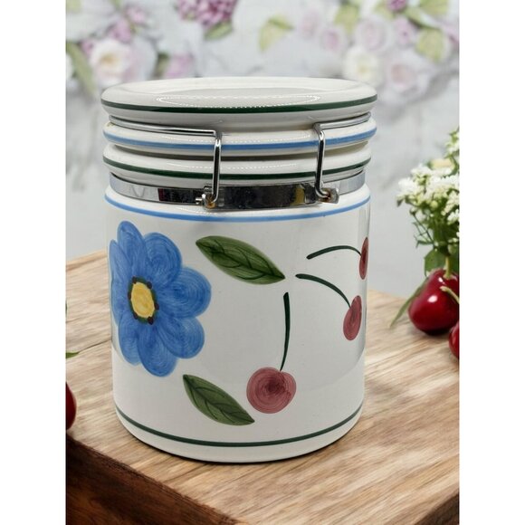 Vintage Certified International Set of 2 Ceramic Canisters/Cookie Jars Sealed Li - Picture 5 of 14